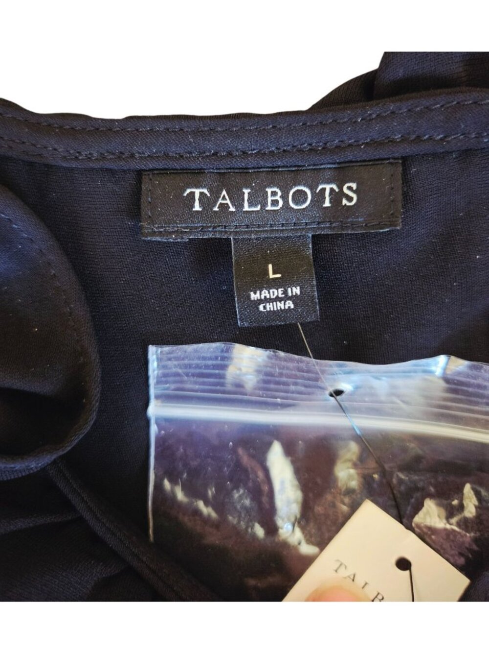 Talbots Womens Black Sleeveless Ruffle-Neck Blouse Size L New With Tags - Picture 4 of 11